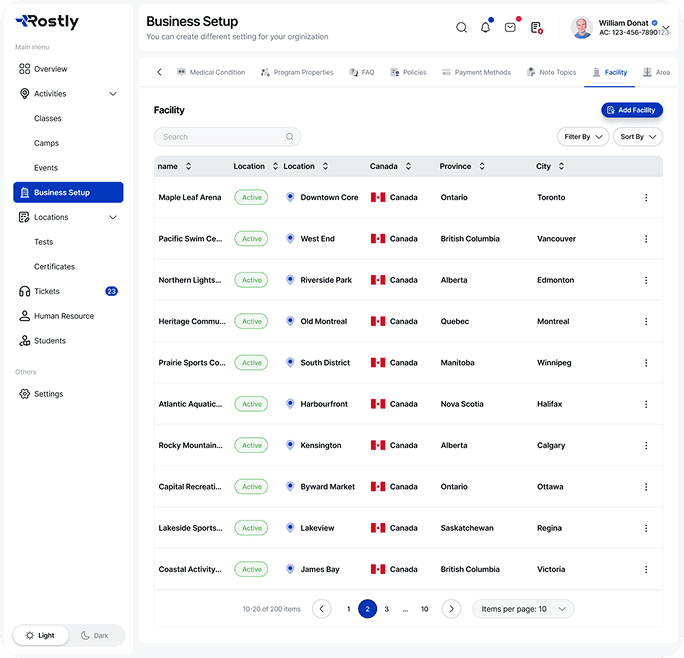 Multi-location dashboard