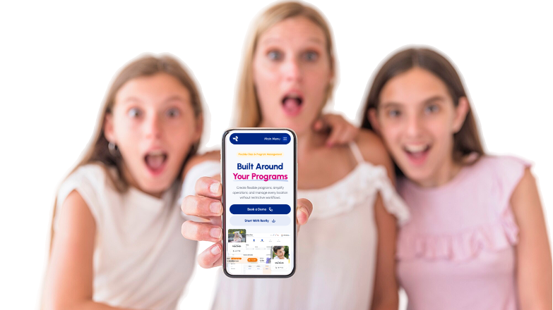 Happy team with Rostly app